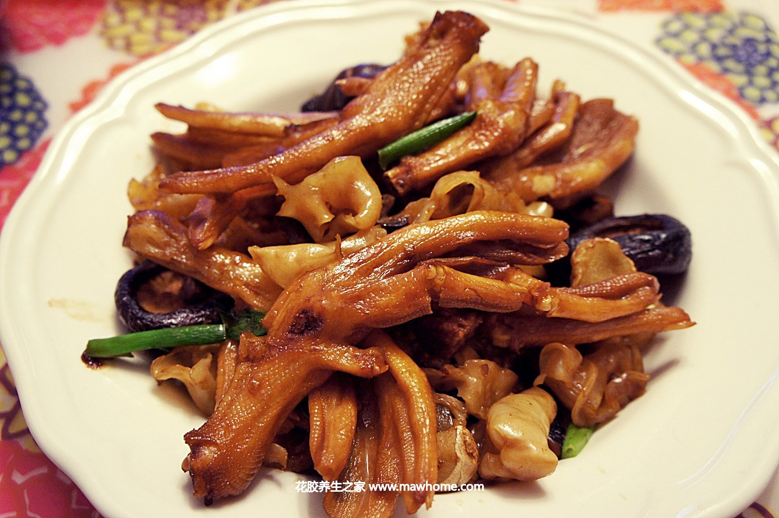 花膠冬菇炆鴨掌