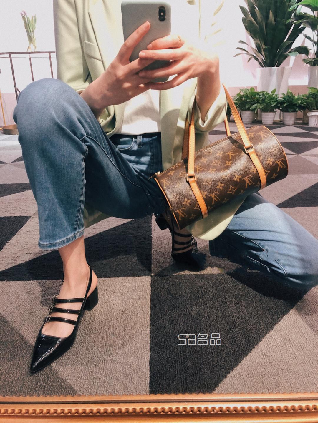 ootd,LV圓筒包Day 1,lv epi水波紋綠色牛皮女士手提包