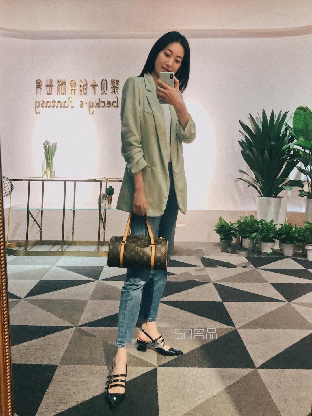ootd,LV圓筒包Day 1,lv epi水波紋綠色牛皮女士手提包